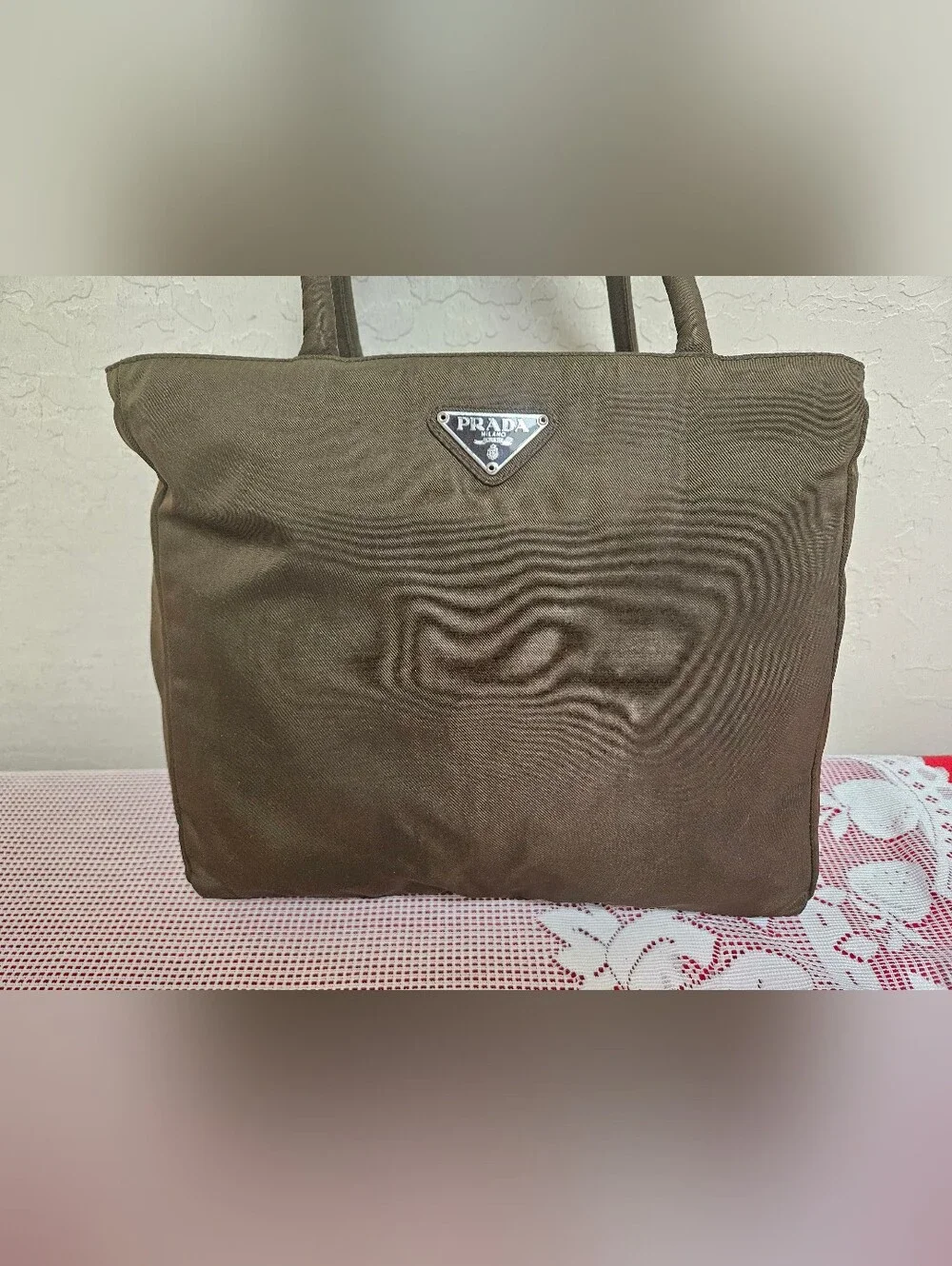 Prada Nylon Green Handbag Vintage Satchel Authentic